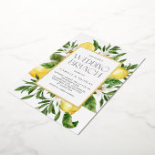 Invitation En Aluminium Aquarelle Cadre citron Mariage botanique Brunch (Rotation)