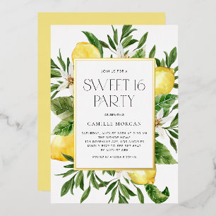 Invitation En Aluminium Aquarelle Citron Cadre Botanique Douceur 16 Partie
