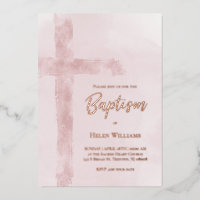 aquarelle croix rose Baptême