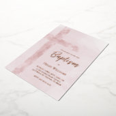 Invitation En Aluminium aquarelle croix rose Baptême (Rotation)