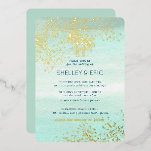 Invitation En Aluminium Aquarelle de mariage Seafoam côtier