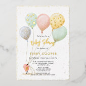 Invitation En Aluminium Aquarelle du baby shower de ballon (Recto)