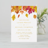 Invitation En Aluminium Aquarelle en chute Feuille Mariage d'automne (Debout devant)