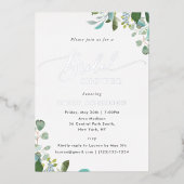 Invitation En Aluminium Aquarelle Eucalyptus Fête des mariées verte (Recto)