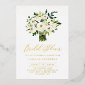 Invitation En Aluminium Aquarelle Fête des mariées de bouquet de fleurs bl (Recto)