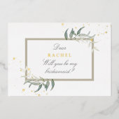 Invitation En Aluminium aquarelle feuille bridesmaid proposition foil invi (Recto)