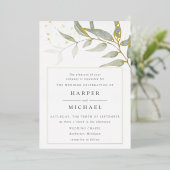 Invitation En Aluminium Aquarelle feuille or shimmer feuille mariage invit (Debout devant)