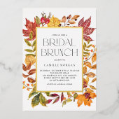 Invitation En Aluminium Aquarelle Feuilles d'automne cadre automne nuptial (Recto)