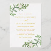 Invitation En Aluminium Aquarelle Fleurs blanches et Mariage de verdure (Recto)