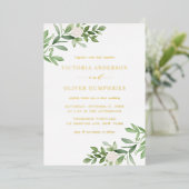 Invitation En Aluminium Aquarelle Fleurs blanches et Mariage de verdure (Debout devant)