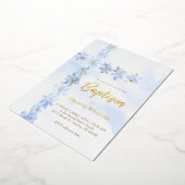 Invitation En Aluminium aquarelle fleurs bleues croisent Baptême (Rotation)