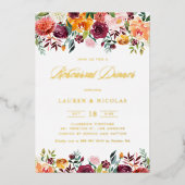 Invitation En Aluminium Aquarelle Fleurs d'automne Dîner de répétition Gar (Recto)