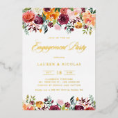 Invitation En Aluminium Aquarelle Fleurs d'automne Garland (Recto)
