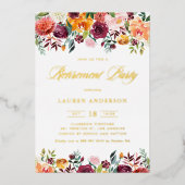 Invitation En Aluminium Aquarelle Fleurs d'automne Garland Retraite Party (Recto)
