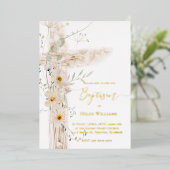 Invitation En Aluminium aquarelle fleurs de prairie traversent Baptême (Debout devant)