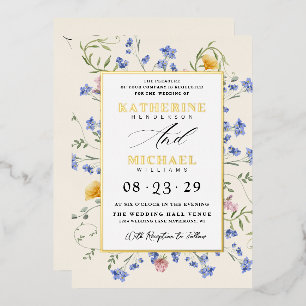 Invitation En Aluminium Aquarelle Fleurs du monde Détails du champ RSVP Ma