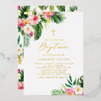 Aquarelle Fleurs tropicales Baptême d'été