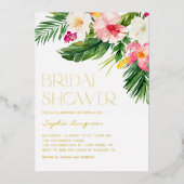 Invitation En Aluminium Aquarelle Fleurs tropicales Fête des mariées d'été (Recto)