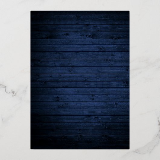 Invitation En Aluminium Aquarelle Floral Bleu Bois Mariage Or (Verso)