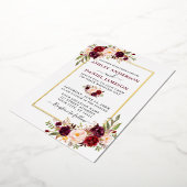 Invitation En Aluminium Aquarelle Floral Mariage Bourgogne Or (Rotation)