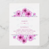 Invitation En Aluminium Aquarelle florale d'anémone rose blanc mariage (Recto)