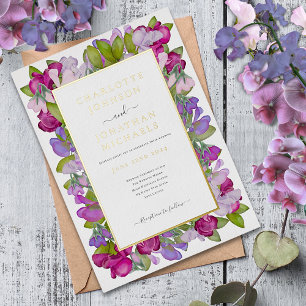 Invitation En Aluminium Aquarelle florale moderne Elégant Mariage or