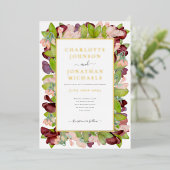 Invitation En Aluminium Aquarelle Florale Orange Gold Mariage (Debout devant)