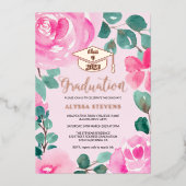 Invitation En Aluminium Aquarelle florale rose (Recto)