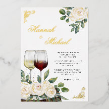 Aquarelle Florale Vignoble Mariage Or