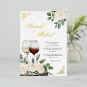 Invitation En Aluminium Aquarelle Florale Vignoble Mariage Or (Debout devant)