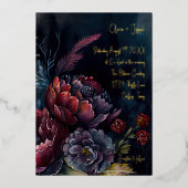 Invitation En Aluminium Aquarelle foncée Moody Floral Mariage (Recto)