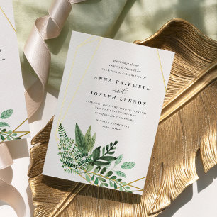 Invitation En Aluminium Aquarelle géométrique de serre Mariage botanique