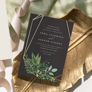 Invitation En Aluminium Aquarelle géométrique de serre Mariage botanique