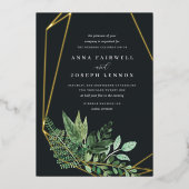 Invitation En Aluminium Aquarelle géométrique de serre Mariage botanique (Recto)