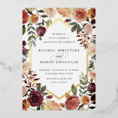 Invitation En Aluminium Aquarelle géométrique en fleur rustique Mariage fl (Recto)