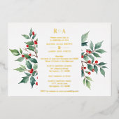 Invitation En Aluminium Aquarelle intemporelle Noël Holly Branches (Recto)