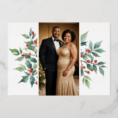 Invitation En Aluminium Aquarelle intemporelle Noël Holly Branches (Verso)