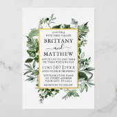 Invitation En Aluminium Aquarelle Ivy Ferns Sage Vert Mariage Or (Recto)