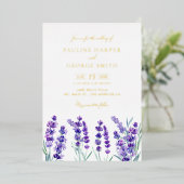 Invitation En Aluminium Aquarelle Lavande Fleurs Printemps Mariage (Debout devant)