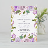 Invitation En Aluminium Aquarelle Lilac Floral Mariage élégant (Debout devant)