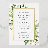 Invitation En Aluminium Aquarelle Mariage de cadre de verdure (Recto)