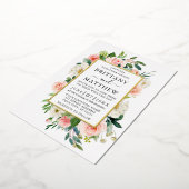 Invitation En Aluminium Aquarelle mariage Rose Blanc Floral Or (Rotation)