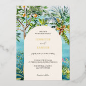 Invitation En Aluminium Aquarelle Mariage tropical Boho Beach Palm Trees (Recto)