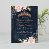Invitation En Aluminium Aquarelle Marine Rose Gold Quinceanera (Debout devant)