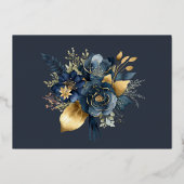 Invitation En Aluminium Aquarelle Midnight Blue Gold FlorMariage (Verso)