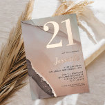 Invitation En Aluminium Aquarelle minimaliste Rose Gold Chic 21e anniversa<br><div class="desc">Une simple invitation de 21ème anniversaire moderne avec typographie de script de calligraphie élégante et design minimaliste en feuille d'or rose avec arrière - plan aquarelle.</div>