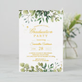 Invitation En Aluminium Aquarelle moderne Branche des Feuilles verts (Debout devant)