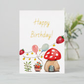 Invitation En Aluminium Aquarelle Moderne Champignon et Fraises (Debout devant)