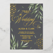 Invitation En Aluminium Aquarelle moderne Foliage Gras Accents géométrique (Recto)