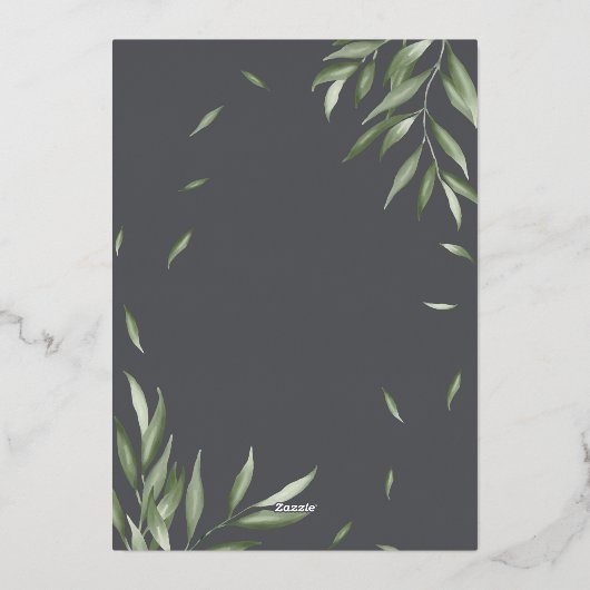 Invitation En Aluminium Aquarelle moderne Foliage Gras Accents géométrique (Verso)